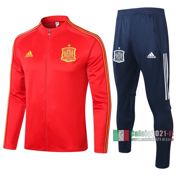 Calcio2021-It: Giacca Allenamento Spagna Full-Zip Rossa 2020 2021