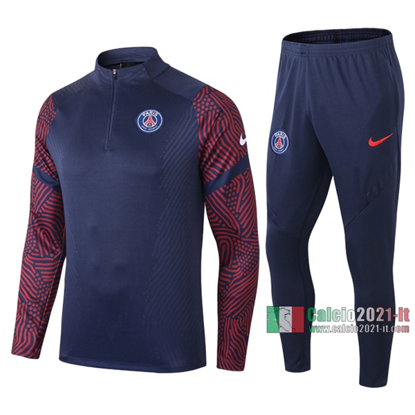 Calcio2021-It: Felpa Tuta Paris Psg Half-Zip Azzurra Scuro 2020 2021