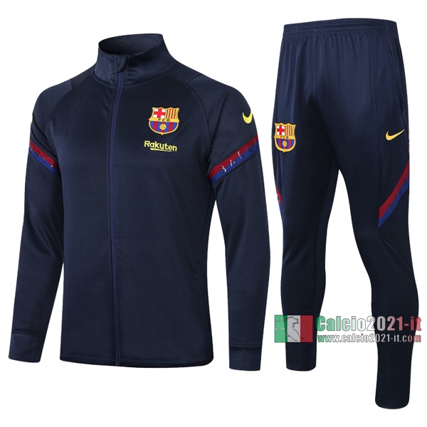 Calcio2021-It: Sito Nuova Giacca Allenamento Fc Barcellona Full-Zip Azzurra Scuro 2020 2021