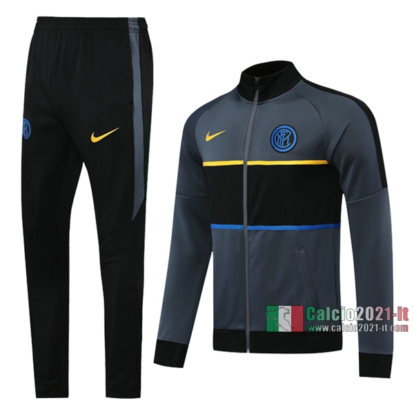 Calcio2021-It: Nuova Retro Giacca Allenamento Inter Milan Full-Zip Grigio 2020 2021
