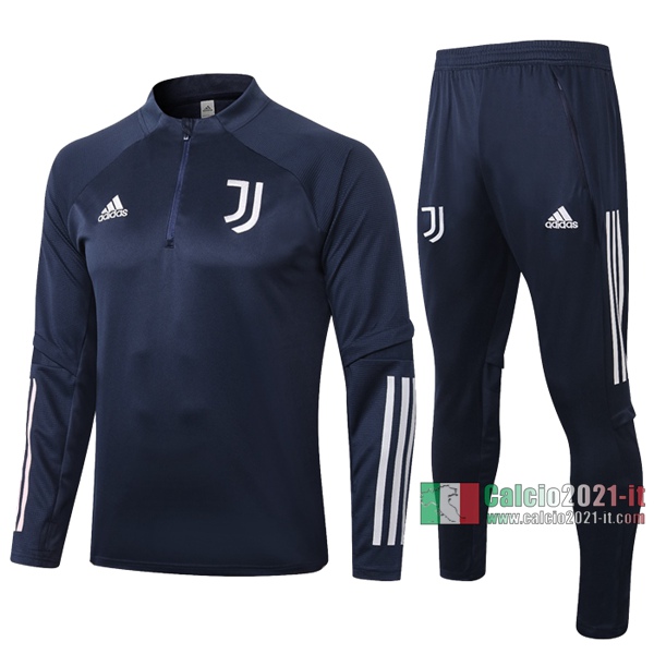 Calcio2021-It: La Nuova Felpa Tuta Juventus Turin Half-Zip Azzurra Scuro 2020 2021
