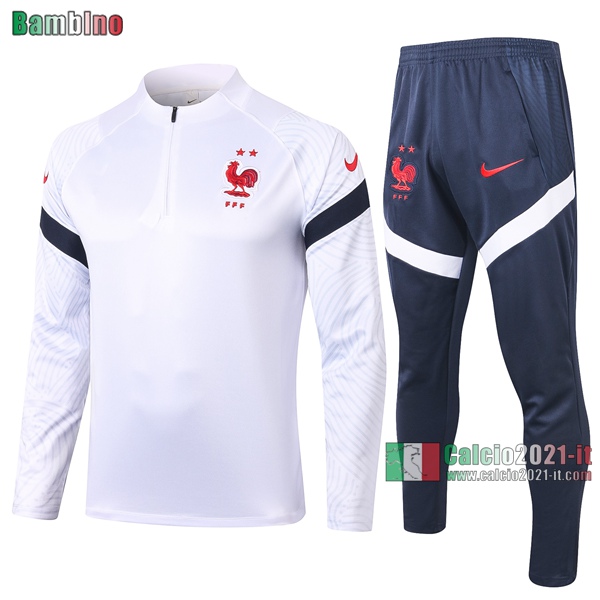 Calcio2021-It: Full-Zip Giacca Nuove Del Francia Bambino Bianca 2020/2021 Acquistare Online