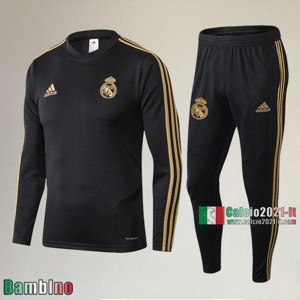 A++ Qualità Felpa Nuove Del Kit Tuta Real Madrid Bambino Nera Belle 2019/2020