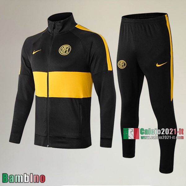 A++ Qualità Full-Zip Giacca Nuove Del Kit Tuta Inter Bambino Nera/Gialla Classiche 2019/2020