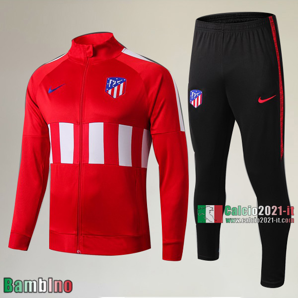 AAA Qualità Full-Zip Giacca Nuova Del Kit Tuta Atletico Madrid Bambino Rossa Authentic 2019/2020
