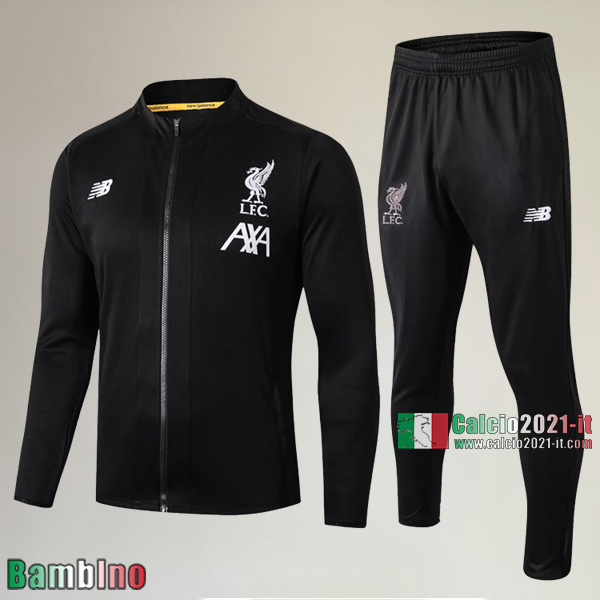 AAA Qualità Full-Zip Giacca Nuova Del Kit Tuta Liverpool FC Bambino Nera Vintage 2019/2020
