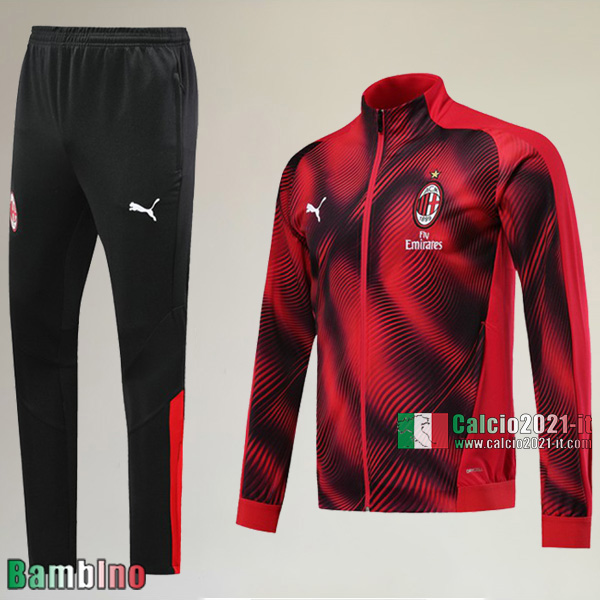 A++ Qualità Full-Zip Giacca Nuove Del Kit Tuta AC Milan Bambino Rossa/Nera Outlet 2019/2020