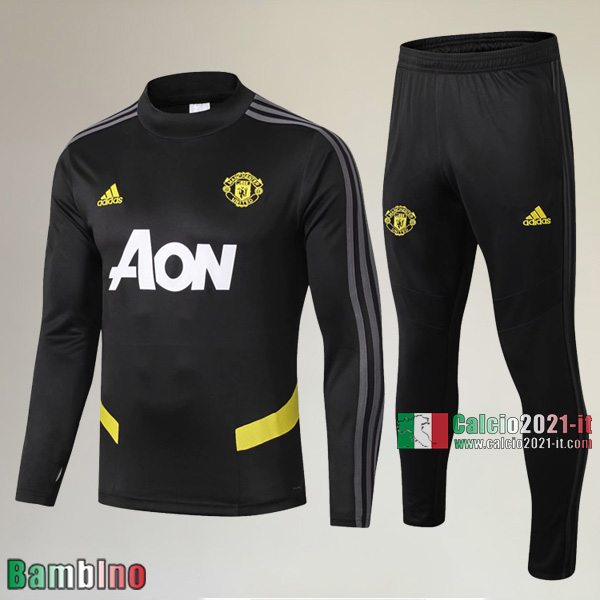 AAA Qualità Felpa Nuova Del Kit Tuta Manchester United Bambino Nera Originale 2019/2020