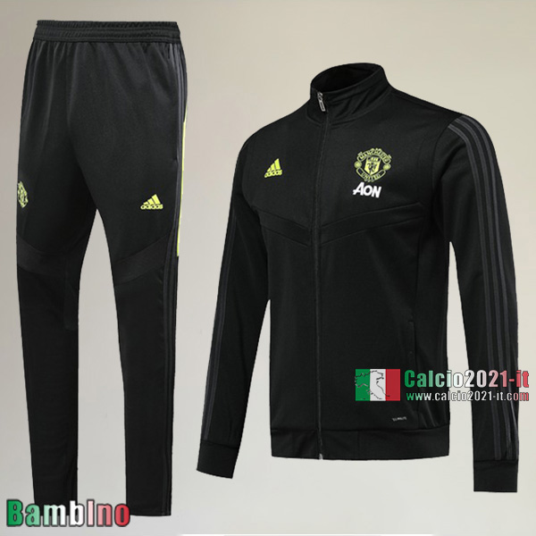 AAA Qualità Full-Zip Giacca Nuova Del Kit Tuta Manchester United Bambino Nera Authentic 2019/2020