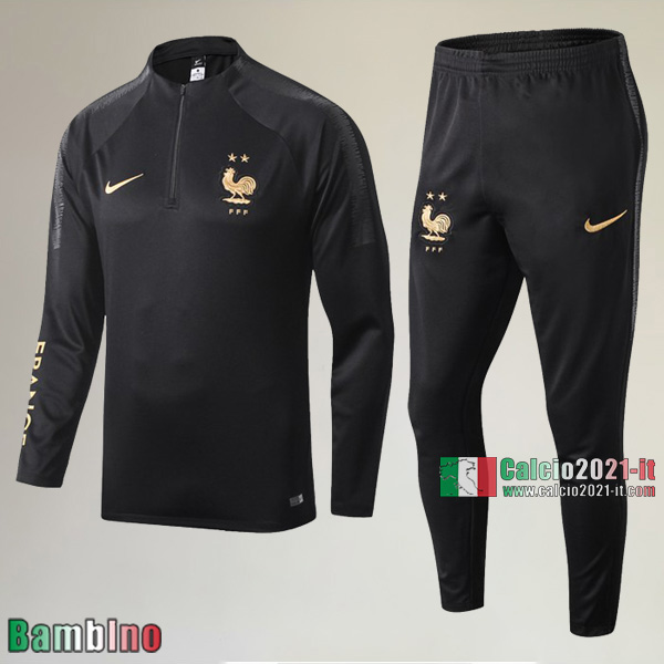 A++ Qualità Nuove Del Kit Tuta Francia Bambino Nera Retro 2019/2020