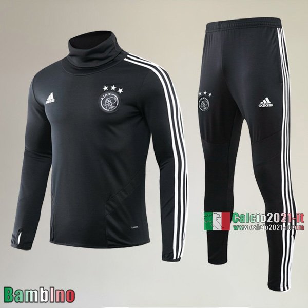 AAA Qualità Felpa Nuova Del Kit Tuta AFC Ajax Bambino Collare Alto Nera Classiche 2019/2020