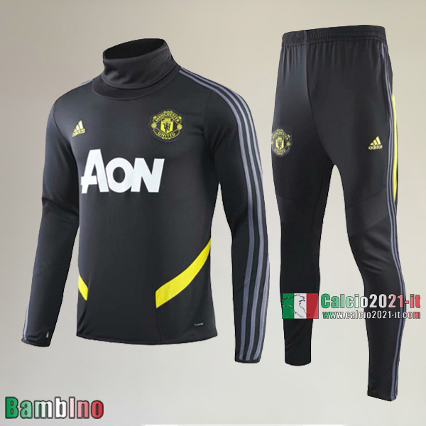 AAA Qualità Felpa Nuova Del Kit Tuta Manchester United Bambino Collare Alto Nera Originale 2019/2020