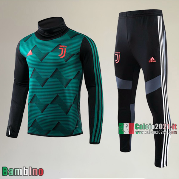 AAA Qualità Felpa Nuova Del Kit Tuta Juventus Turin Bambino Collare Alto Verde Vintage 2019/2020