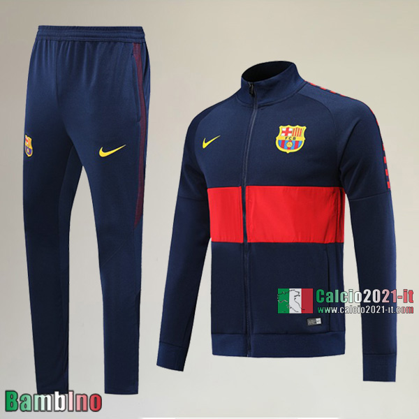 A++ Qualità Full-Zip Giacca Nuove Del Kit Tuta FC Barcellona Bambino Azzurra Marino Rossa Vintage 2019/2020