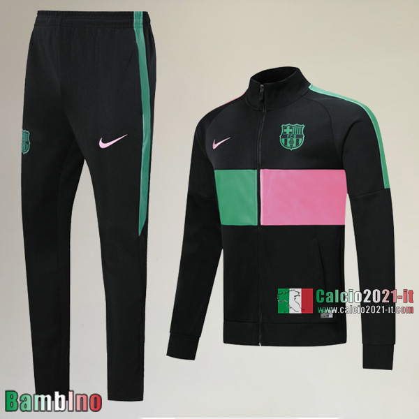 Full-Zip Giacca Nuove Del Kit Tuta FC Barcellona Bambino Nera Verde Rosa Vintage 2019/2020