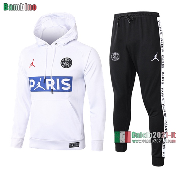 Calcio2021-It: Felpa Tuta Nuova Del Psg Paris Saint Germain Bambino Cappuccio Jordan Bianca 2020/2021 Vintage Classiche