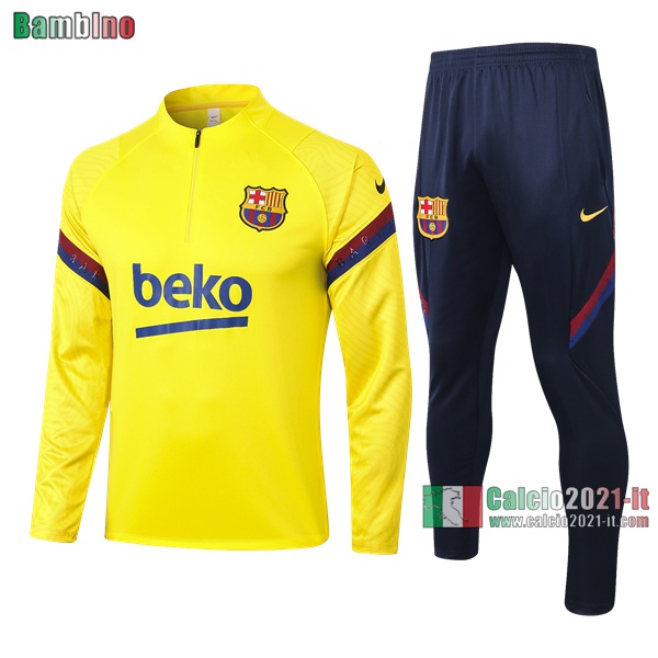 Calcio2021-It: Felpa Tuta Nuove Del Barcellona Fc Bambino Gialla 2020/2021 Retro Classiche