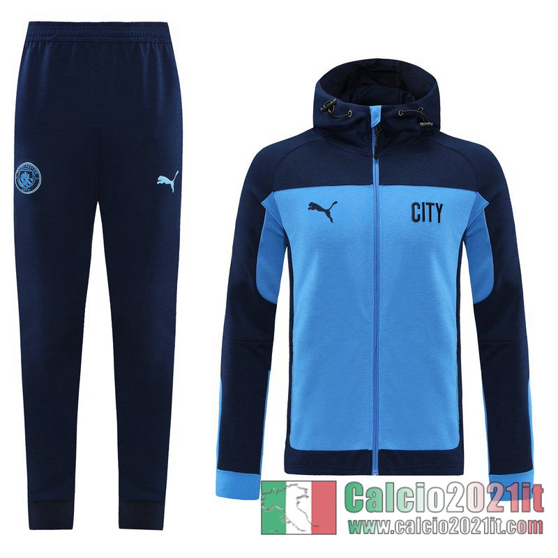 Manchester city Full-Zip Giacca Cappuccio zaffiro 2020 2021 J170