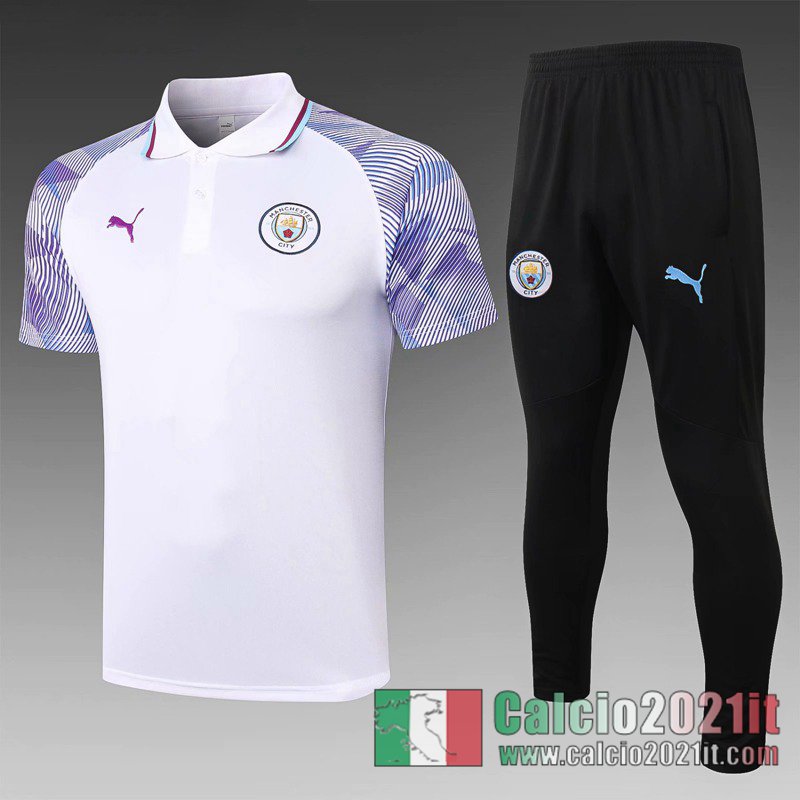 Manchester City Maglia Polo Calcio 2020 2021 bianca P206