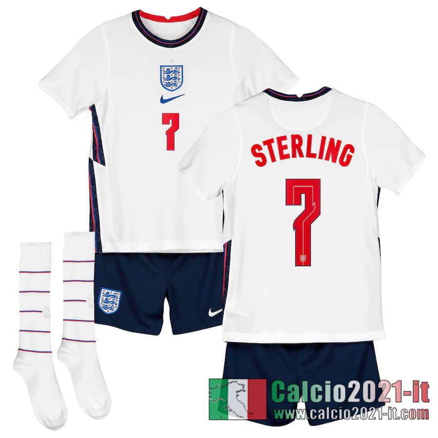 Inghilterra Maglia Calcio Sterling #7 Prima Bambino 2020-21