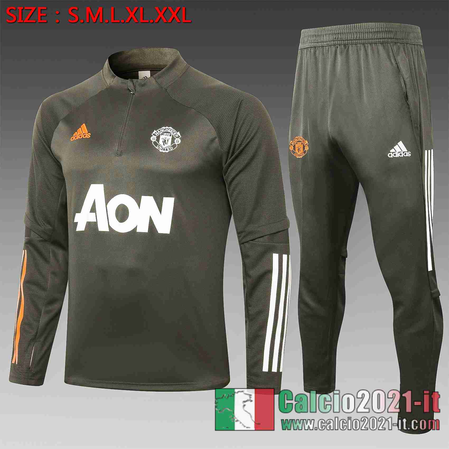 Manchester United Tuta Calcio Army Green 2020 2021 B413