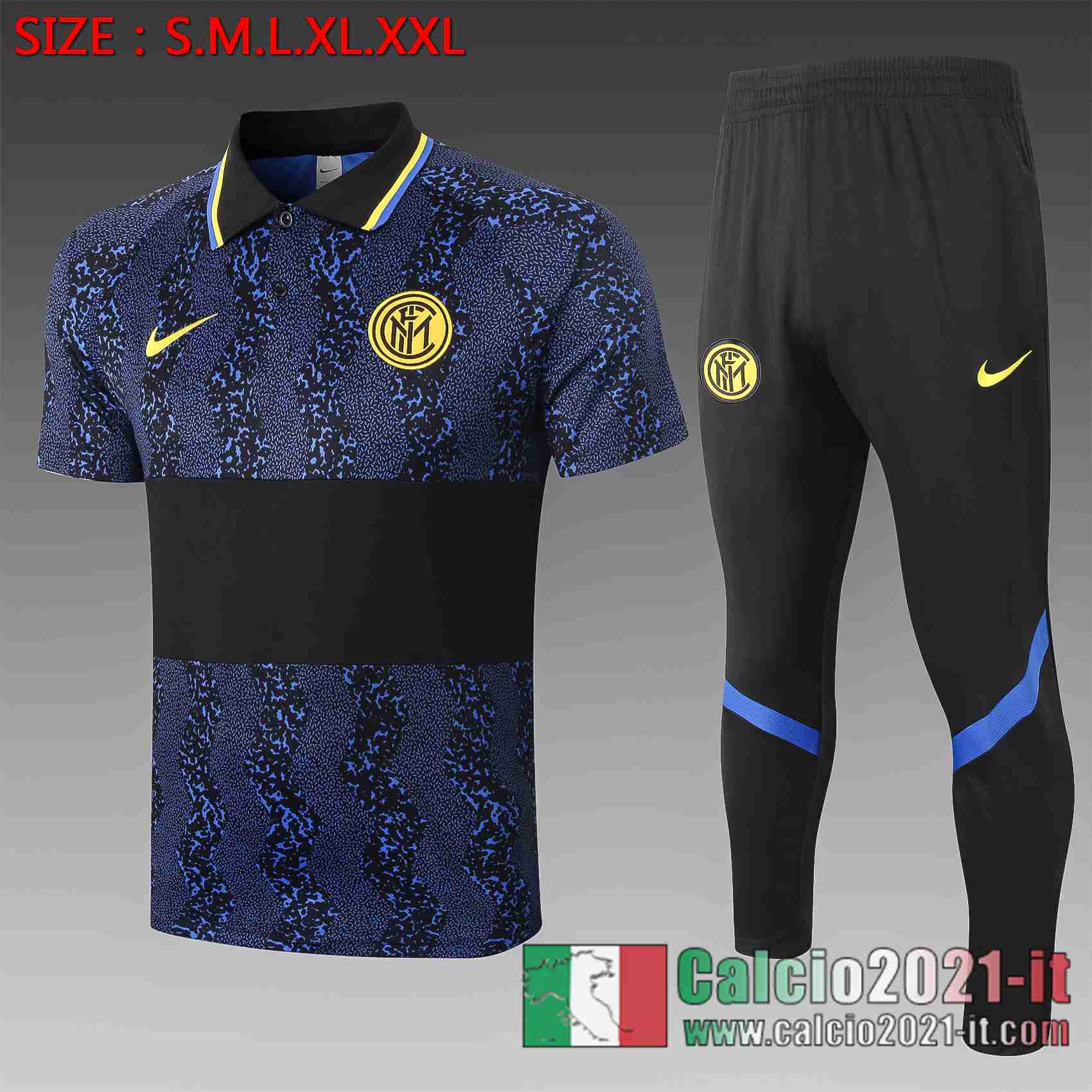Inter Milan Polo Calcio Tampografia blu scuro 2020 2021 C552