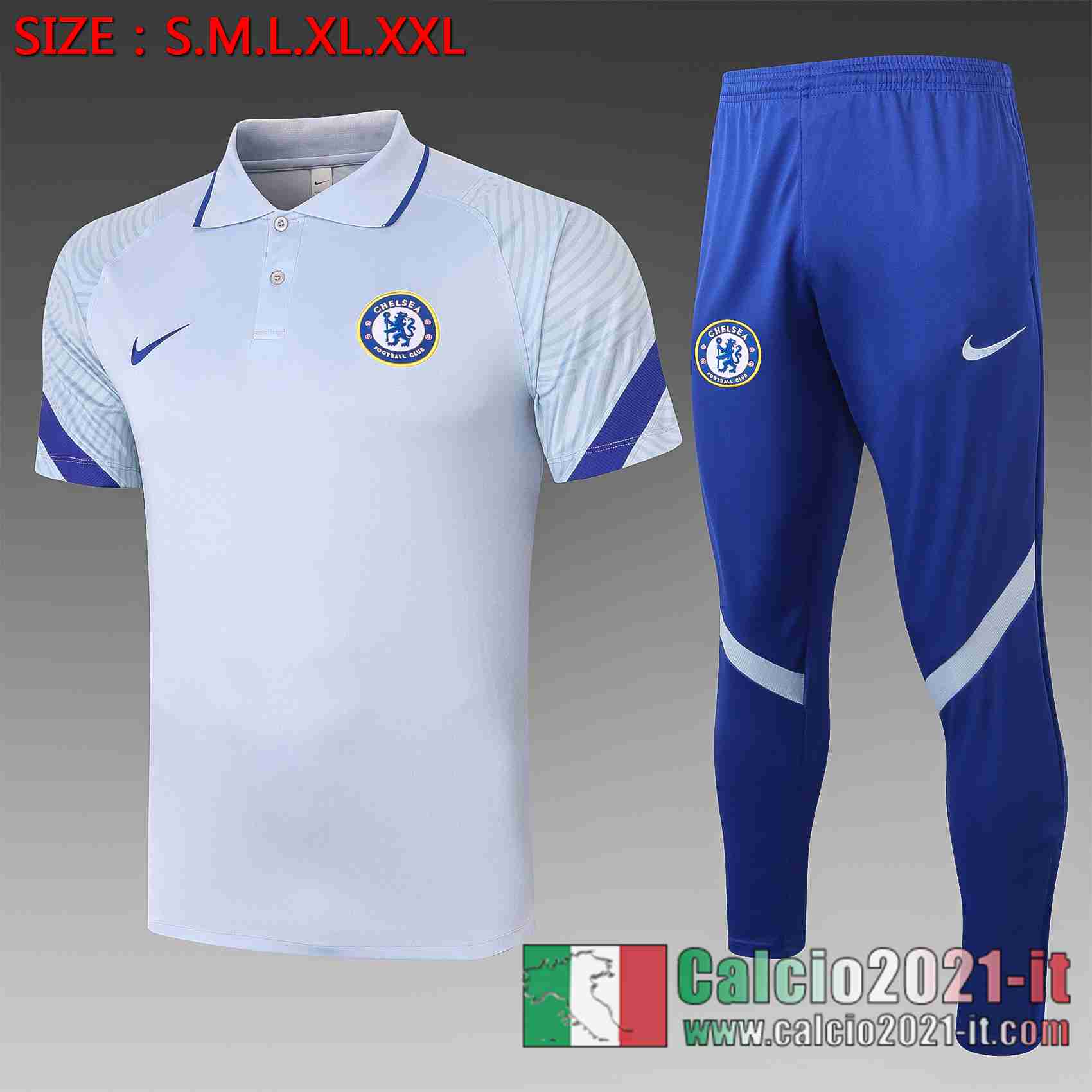 Chelsea Polo Calcio Grigio chiaro 2020 2021 C554