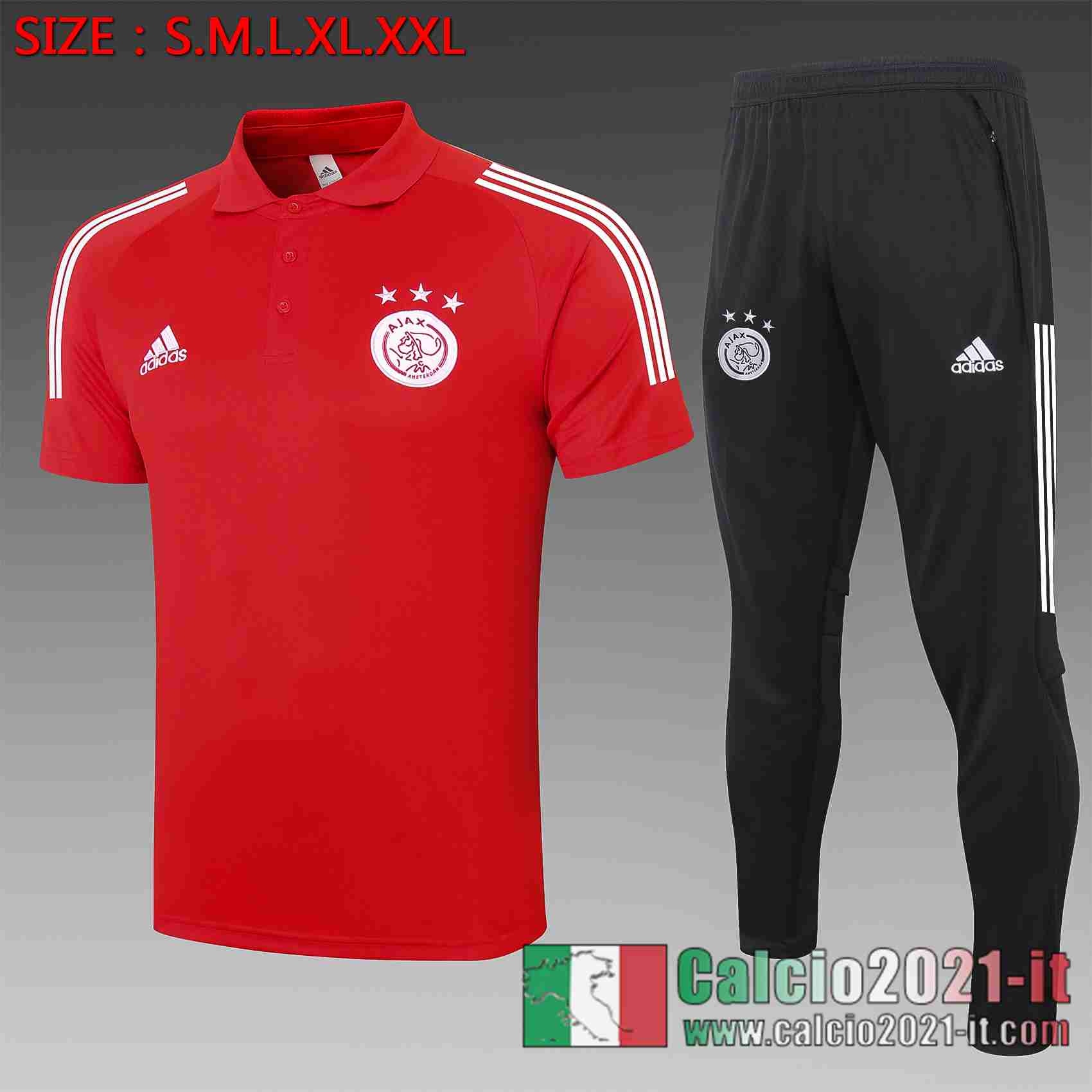 Ajax Polo Calcio rosso 2020 2021 C567