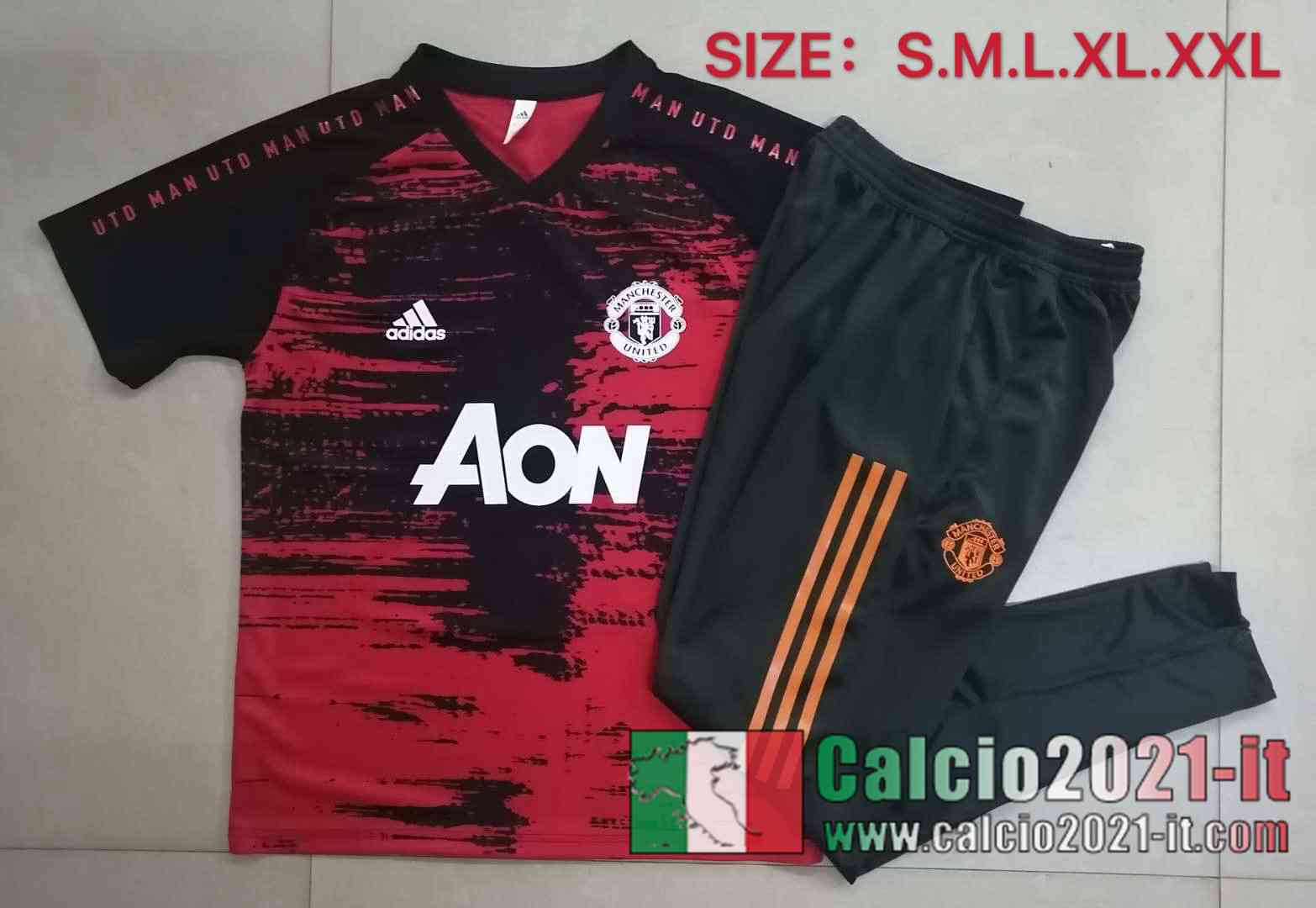 Manchester United Polo Calcio Tampografia rossa 2020 2021 C581