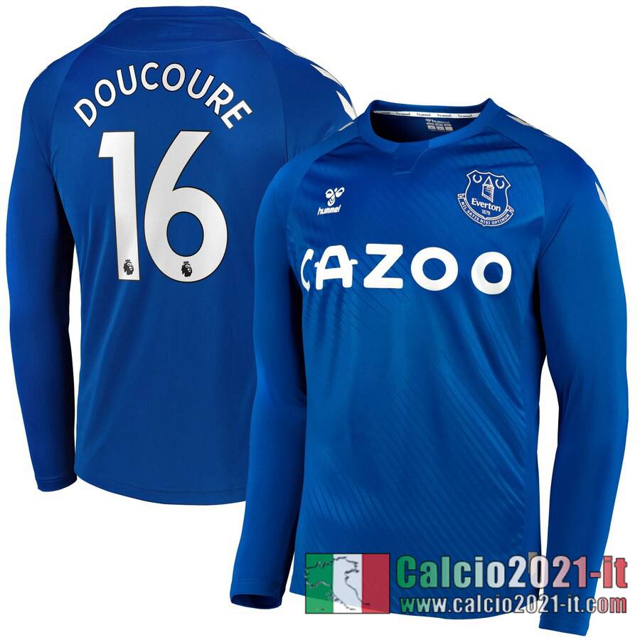 Everton Maglia Calcio Doucoure #16 Prima Manica Lunga 2020-21