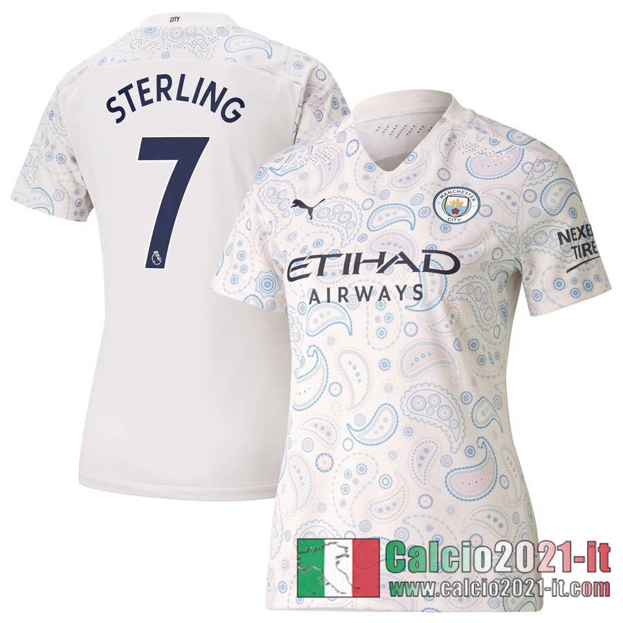 Manchester City Maglia Calcio Sterling #7 Terza Donna 2020-21