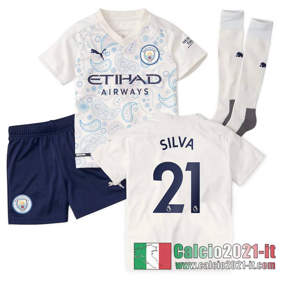 Manchester City Maglia Calcio Silva #21 Terza Bambino 2020-21