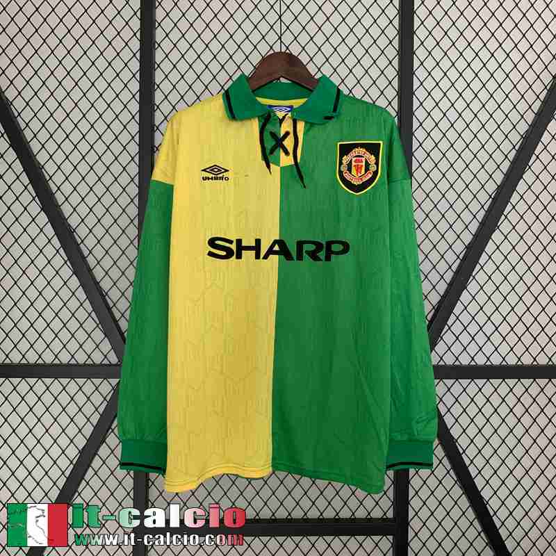 Manchester United Retro Maglia Calcio Terza Uomo Manga Larga 92 94 FG402