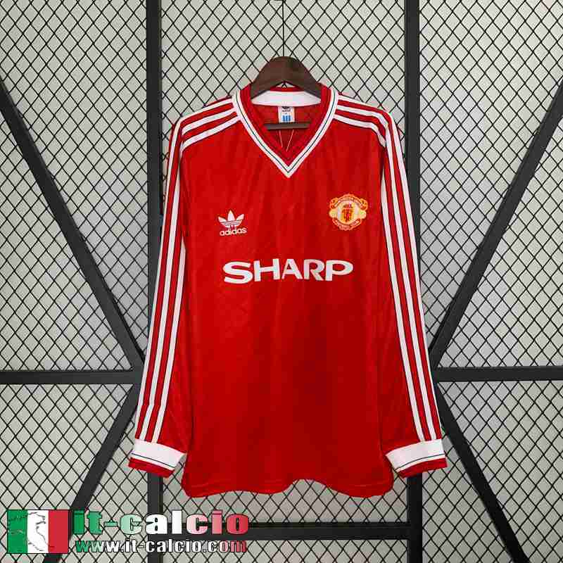 Manchester United Retro Maglia Calcio Prima Uomo Manga Larga 86 88 FG403