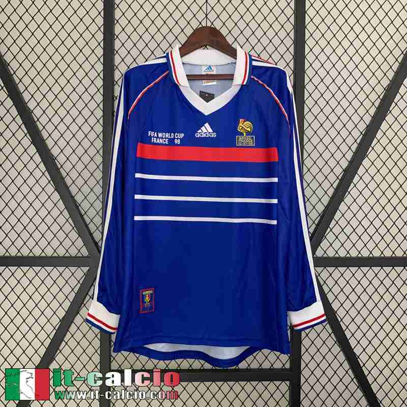 Francia Retro Maglia Calcio Prima Uomo Manga Larga 1998 FG410