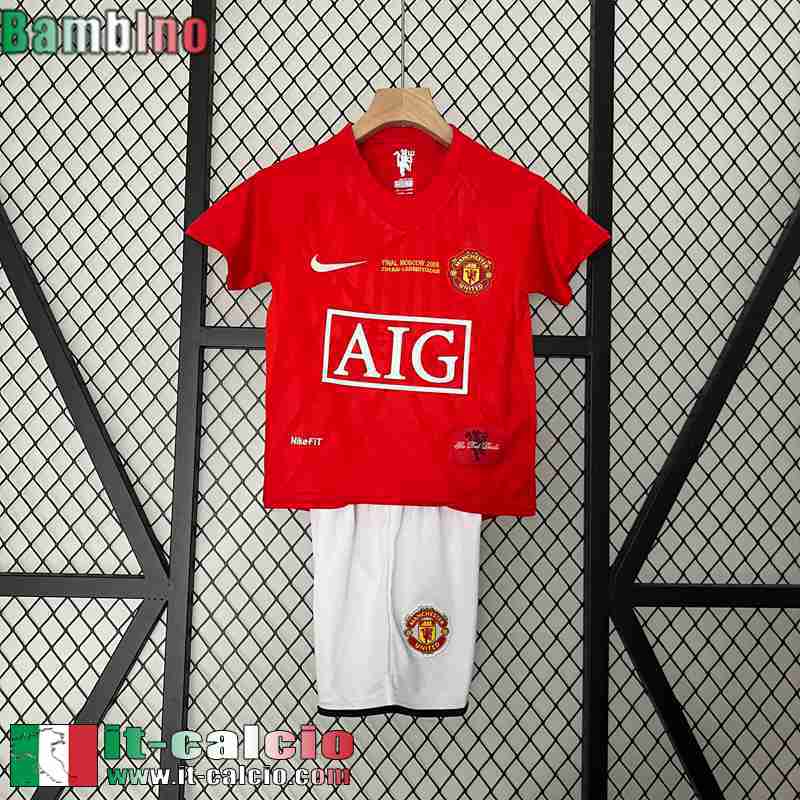 Manchester United Retro Maglia Calcio Prima Bambini 07 08