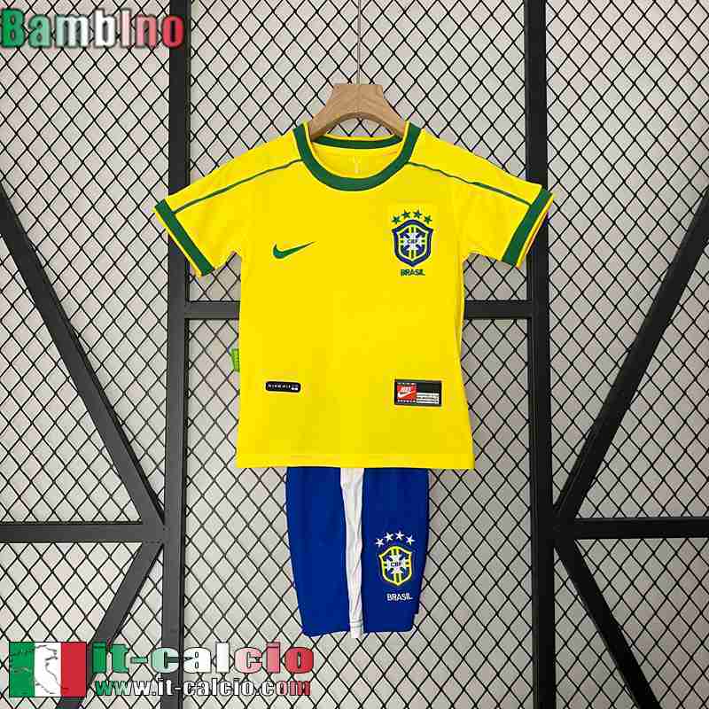 Brasile Retro Maglia Calcio Prima Bambini 1998