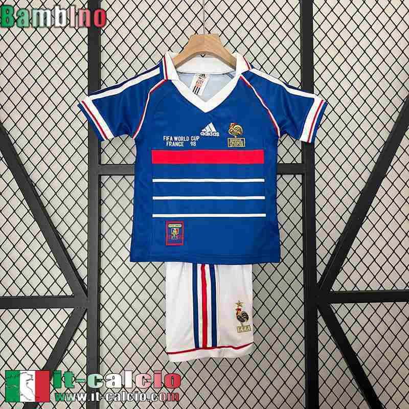 Francia Retro Maglia Calcio Prima Bambini 1998