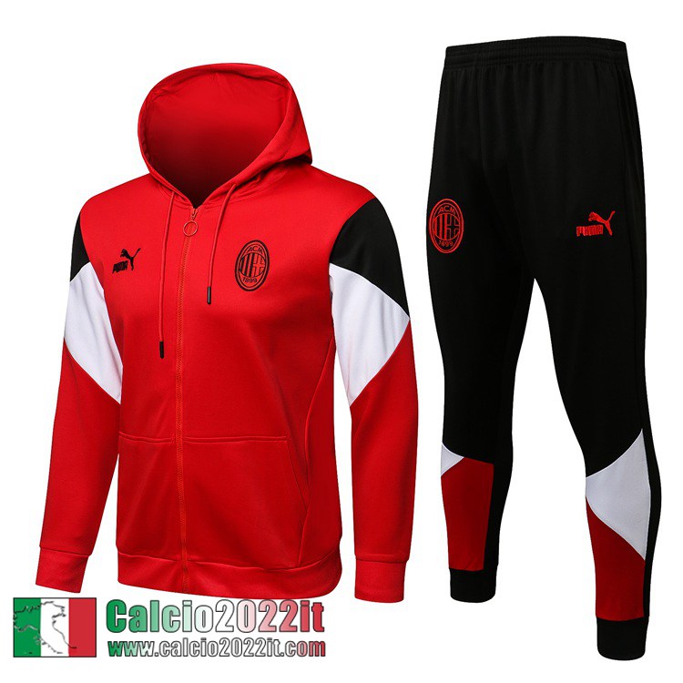 AC Milan Cappuccio Hoodie Giacca rosso Uomo 2021 2022 JK182