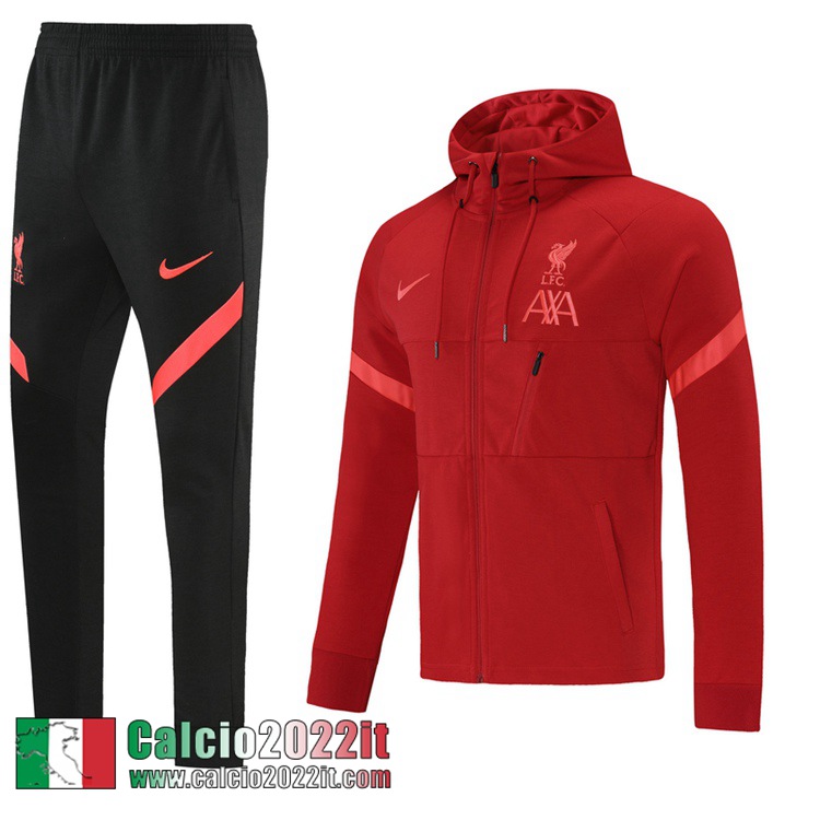 Liverpool Cappuccio Hoodie Giacca cremisi Uomo 2021 2022 JK195