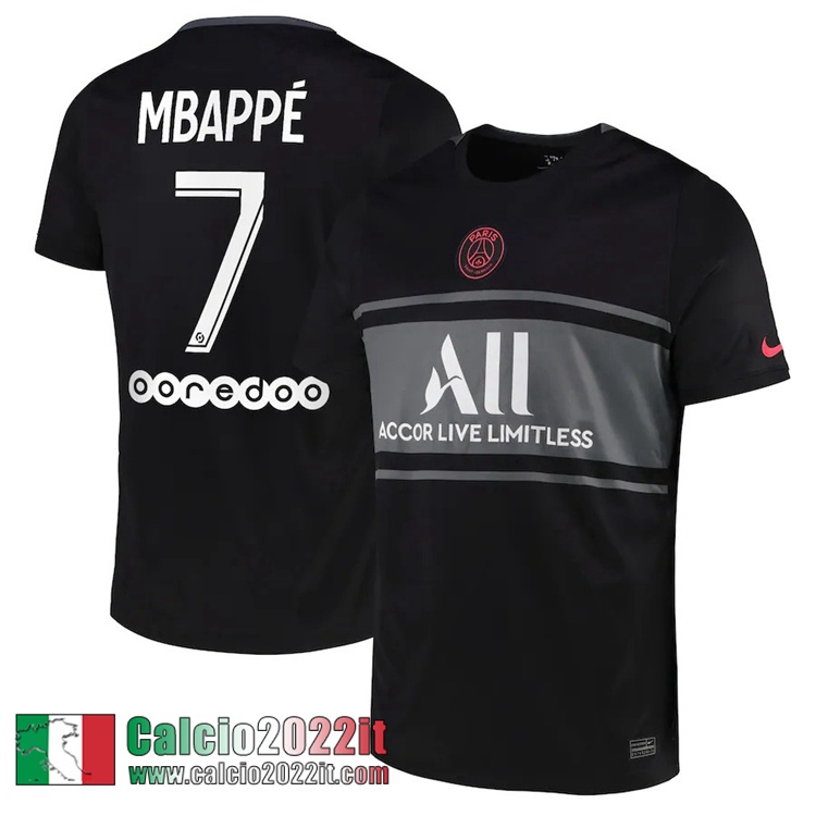 Terza PSG Maglia Calcio Uomo Mbappé 7 2021 2022