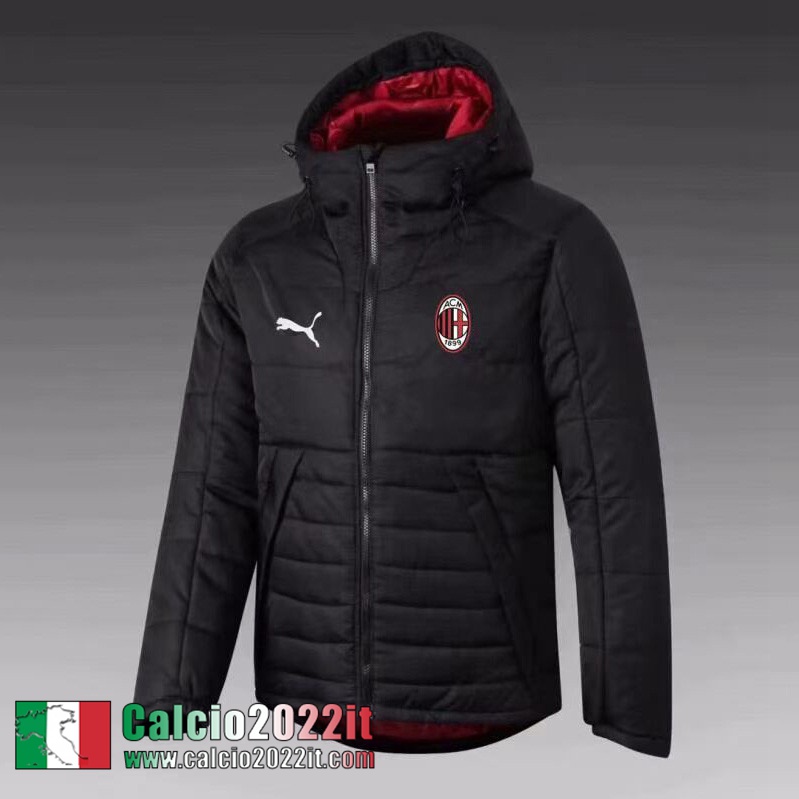 AC Milan Piumino Calcio Cappuccio Nero 2021 2022 Uomo DD04