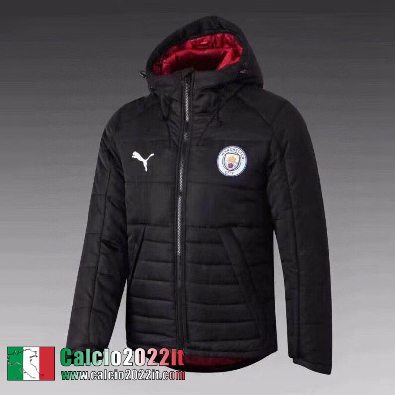 Manchester City Piumino Calcio Cappuccio Nero 2021 2022 Uomo DD08