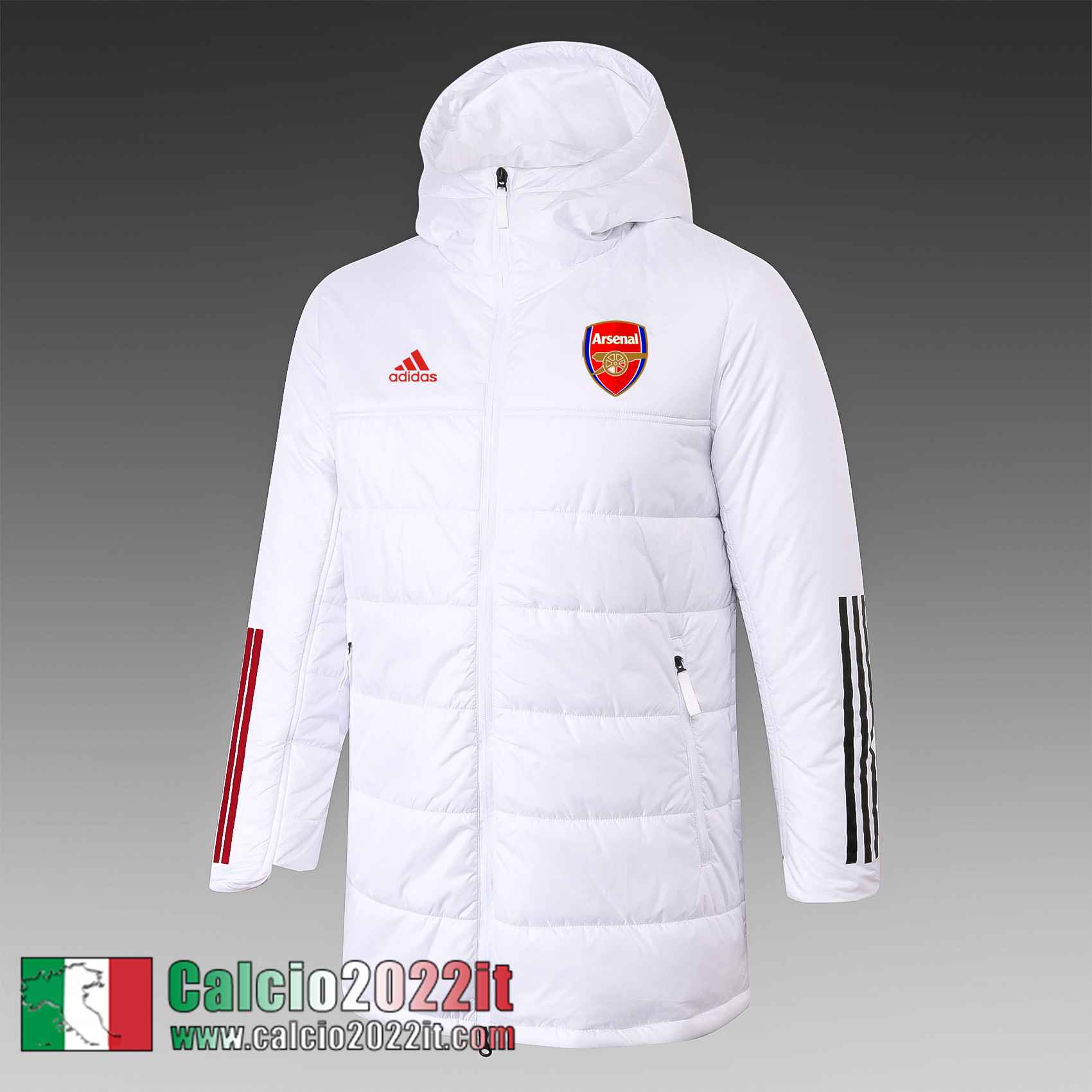 Arsenal Piumino Calcio Cappuccio bianca 2021 2022 Uomo DD13