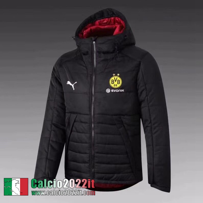 Dortmund BVB Piumino Calcio Cappuccio Nero 2021 2022 Uomo DD20