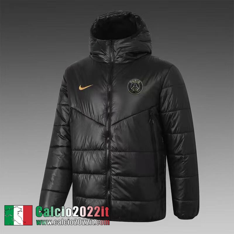 PSG Paris Piumino Calcio Cappuccio Nero 2021 2022 Uomo DD38