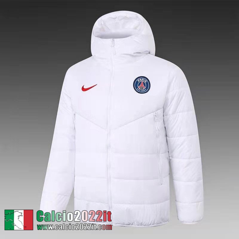 PSG Paris Piumino Calcio Cappuccio bianca 2021 2022 Uomo DD45