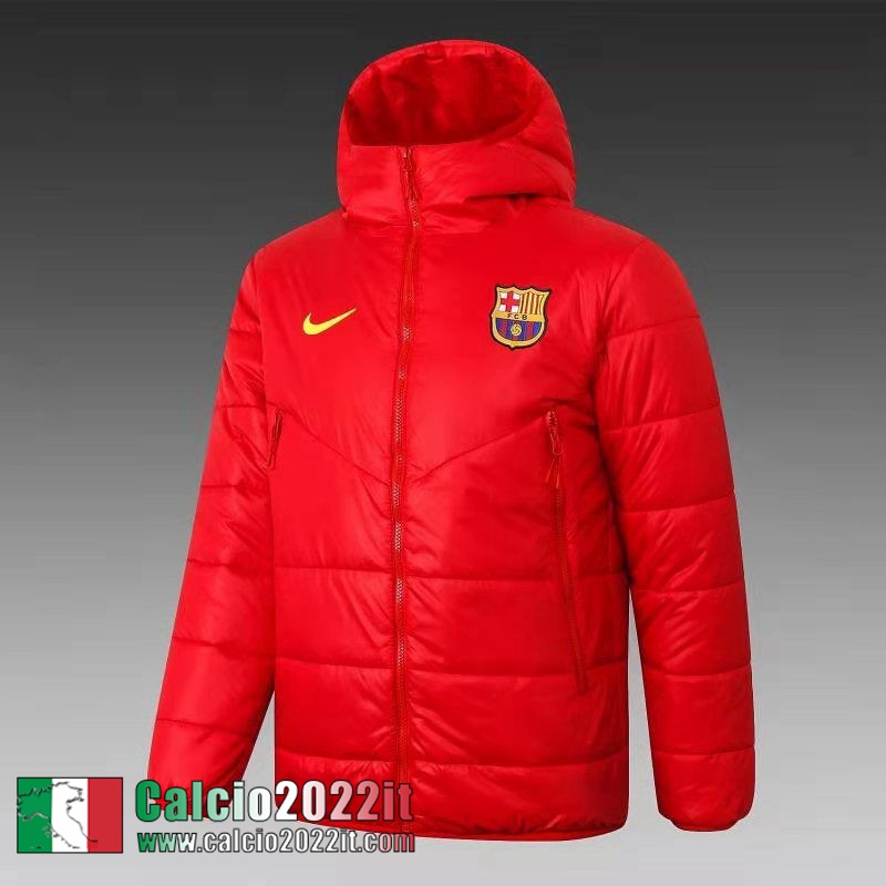 Barcelone Piumino Calcio Cappuccio rosso 2021 2022 Uomo DD55