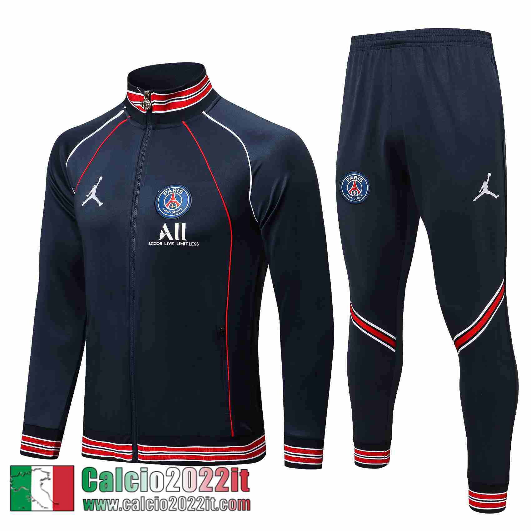 PSG Paris Full-Zip Giacca blu scuro 2021 2022 Uomo JK203