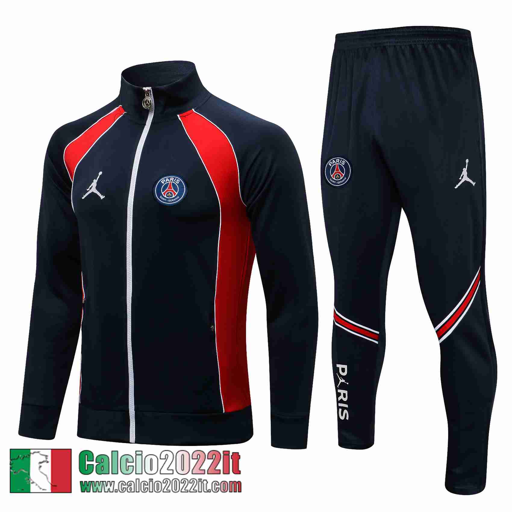 PSG Paris Full-Zip Giacca blu scuro 2021 2022 Uomo JK204